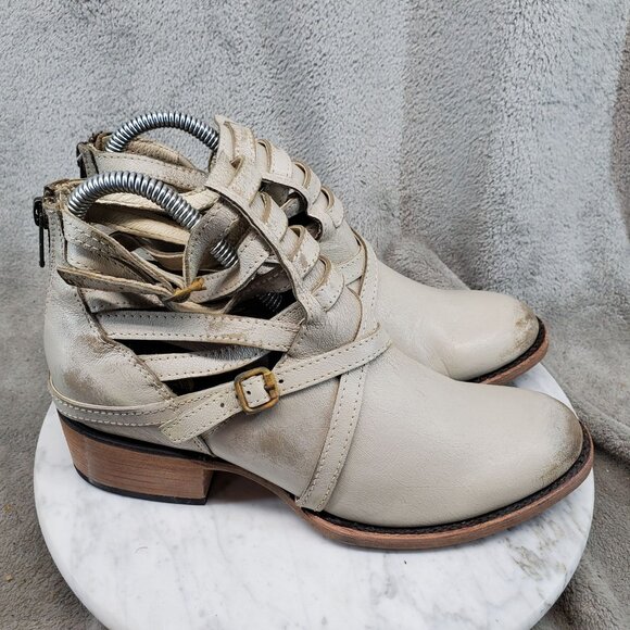 Freebird Shoes Womens Size 7 Tan Leather Stair Boho Ankle Boots - Picture 4 of 9